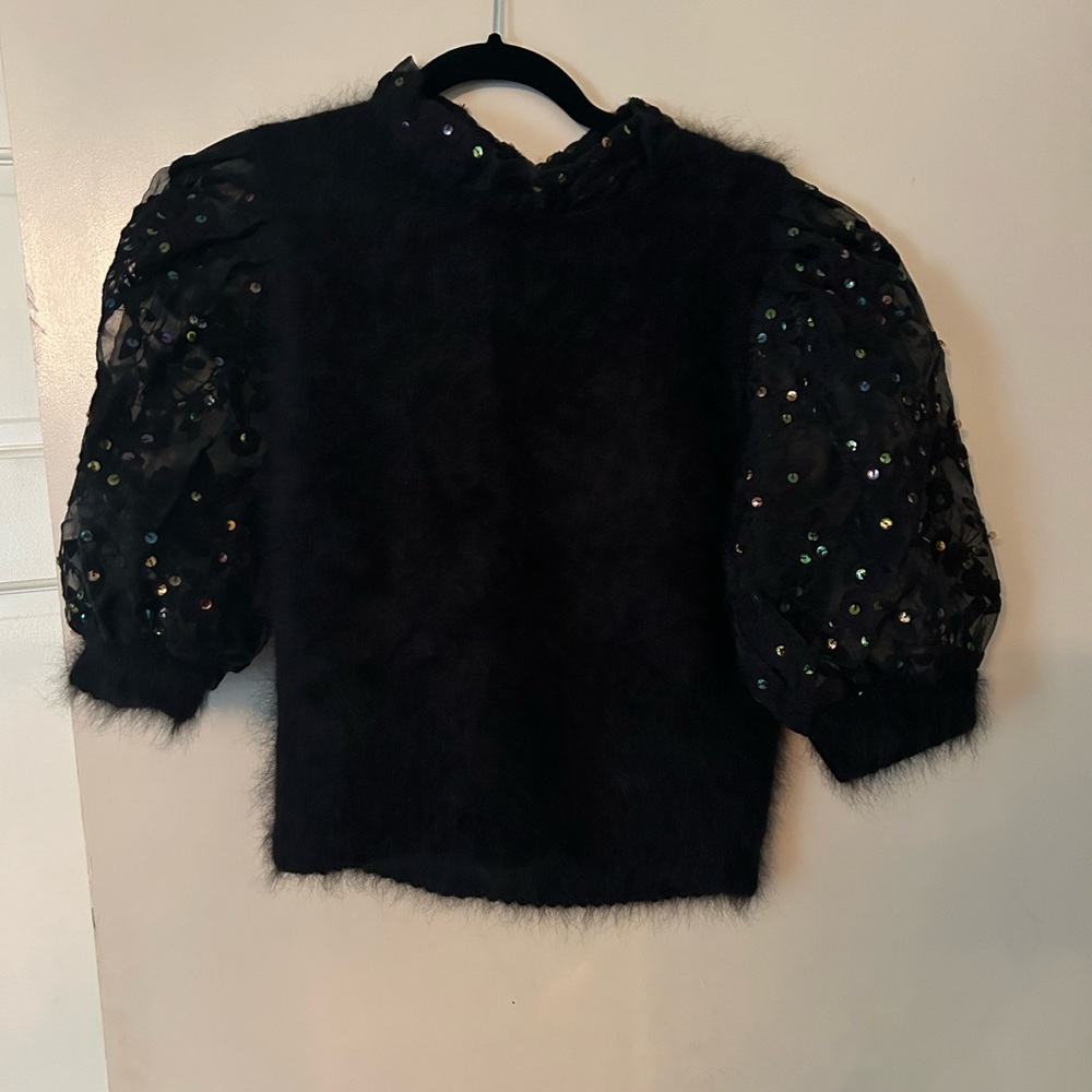 EUC Cynthia Rowley Mohair and Sequin sweater, sz L